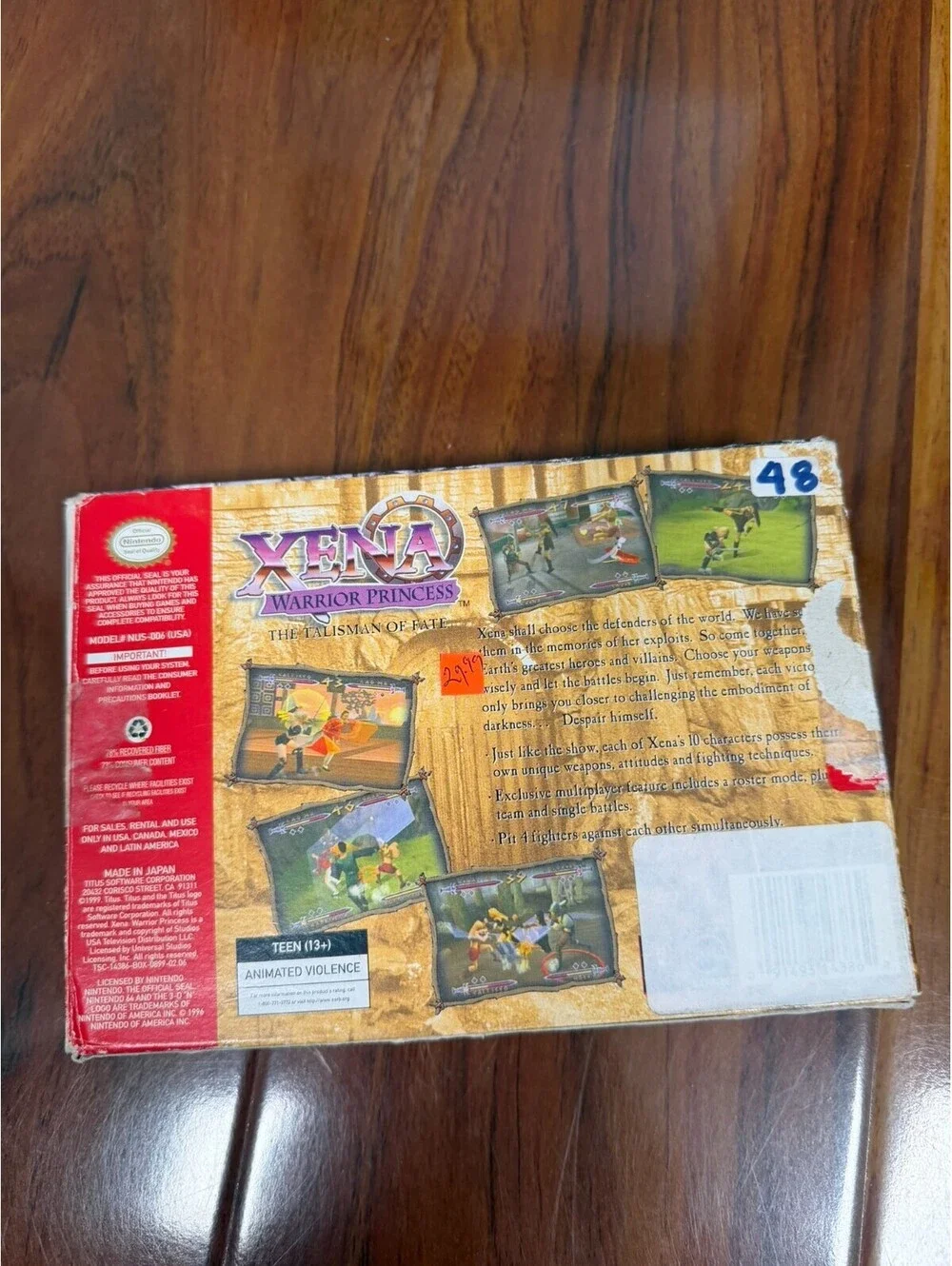 Xena Warrior Princess Talisman of Fate Nintendo 64 N64 CIB Complete Box Manual